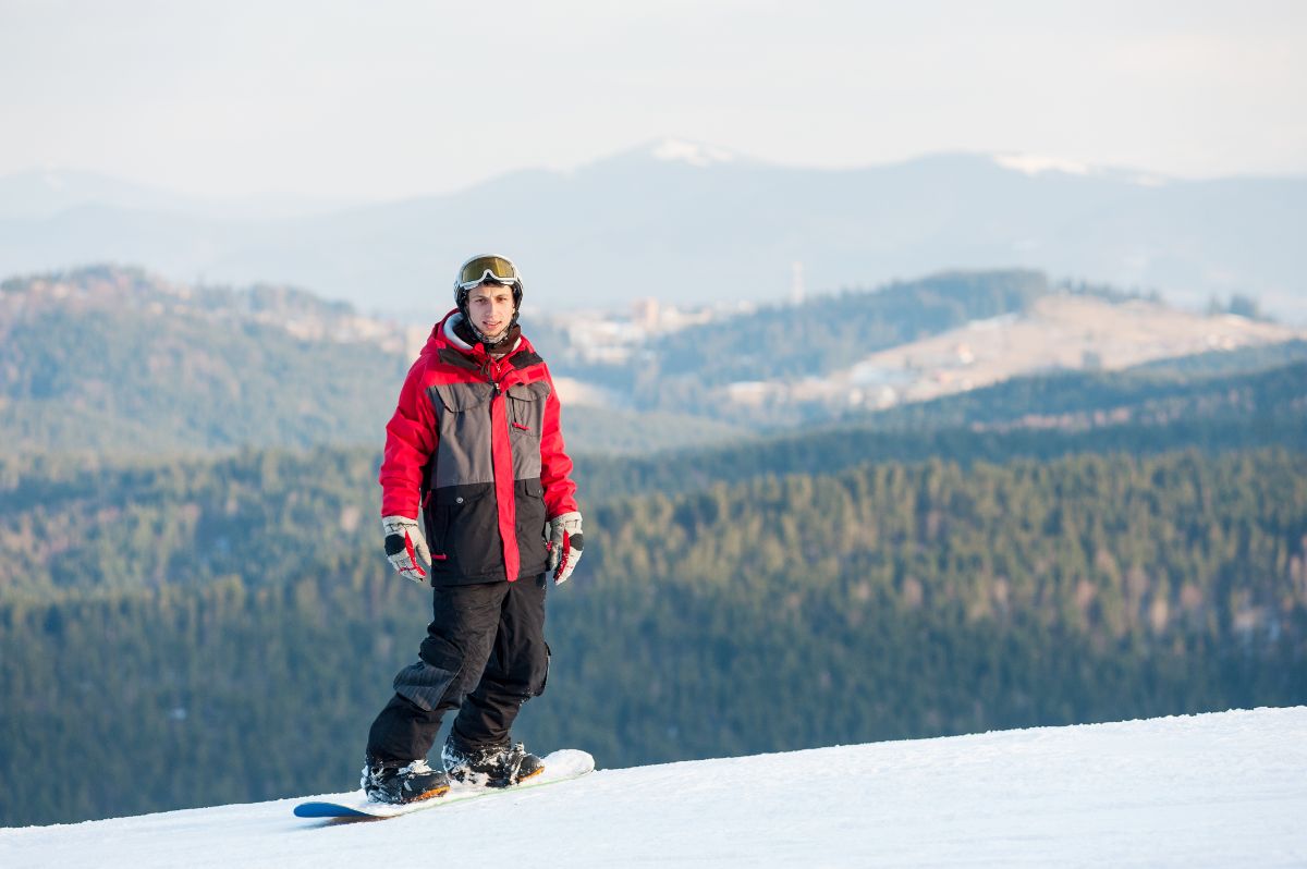 Man's skier on ski resort.