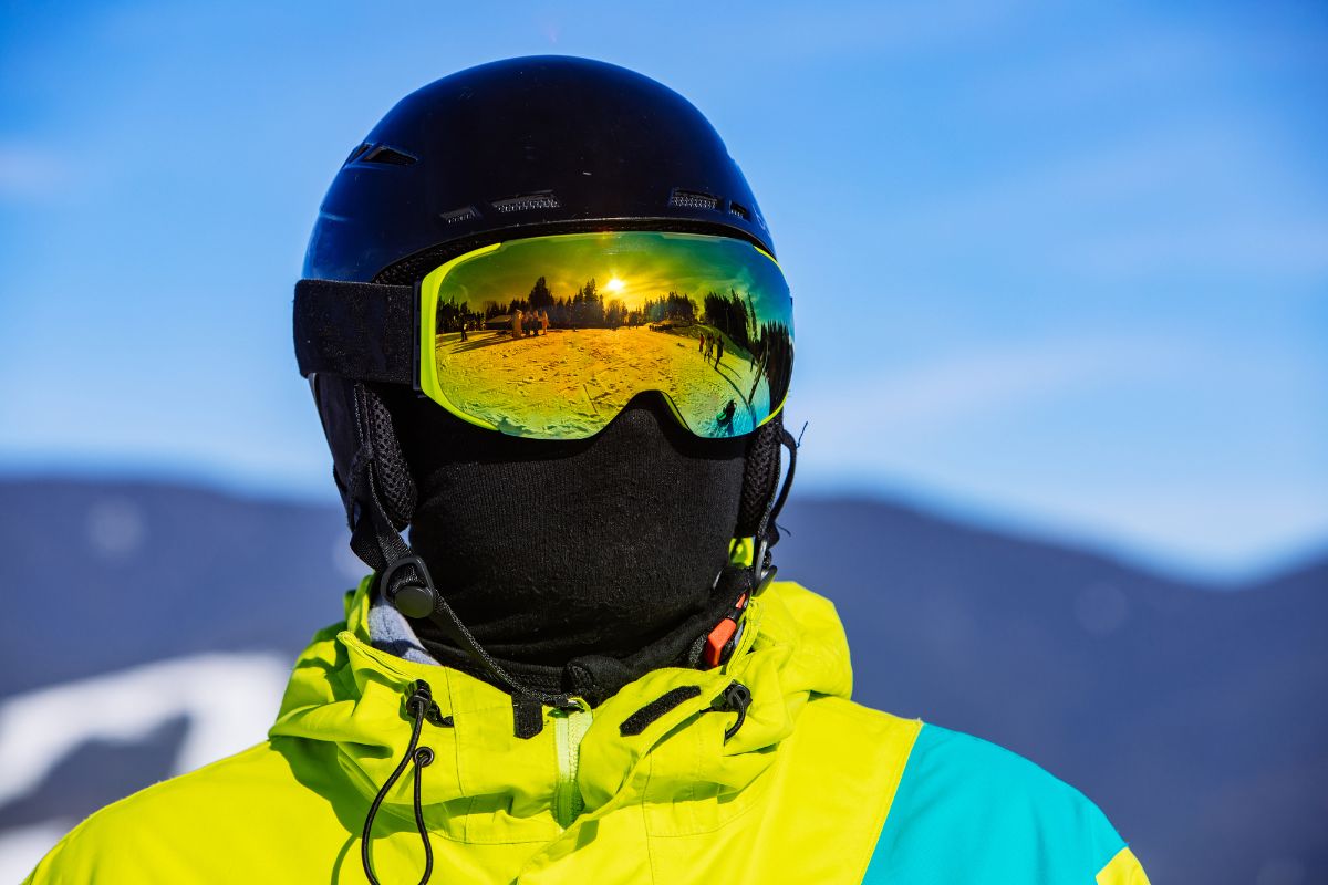 Skier wearing balaclava.